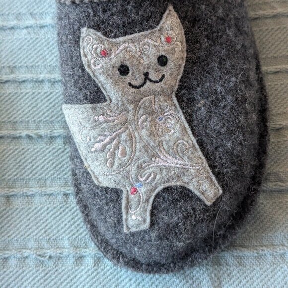 Haflinger Wood Slippers - "Kitty" - Gray - European 39 = US size 8.5 NWOT - Picture 2 of 5